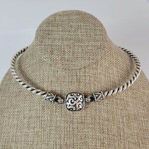 Vintage Nate Waxman Silver-Tone Twisted Bar Choker Necklace 16 Inch Hook Clasp